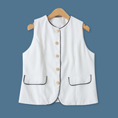 马甲 春秋新款 外贸女装 西装 时尚 撞色嵌线圆领单排扣显瘦马甲33622