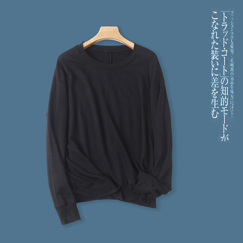 圆领长袖套头薄款薄绒卫衣