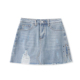 外贸女自然腰拉链纽扣开叉防走光33183 新款 破洞牛仔短半裙 夏季