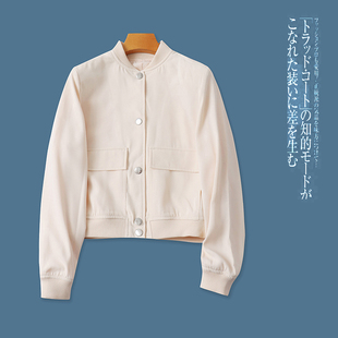 外套 秋季新款外贸女装时尚青春立领单排扣长袖短款休闲外套31387