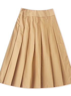 法式百褶半身裙  春秋新款女装时尚减龄自然腰侧拉链A字中裙33176