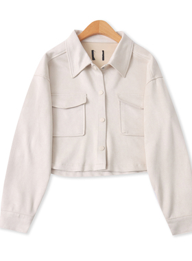 麂皮绒外套  春秋新款外贸女装时尚百搭翻领单排扣长袖上衣33115