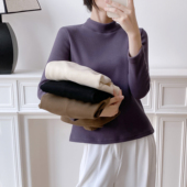 秋冬百搭修身 400克加绒加厚蚕丝羊毛 半高领打底衫 保暖衣女2588
