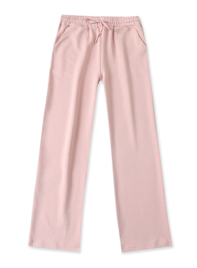 空气层阔腿裤 春秋新款外贸女松紧高腰双口袋窄版直筒休闲裤33307