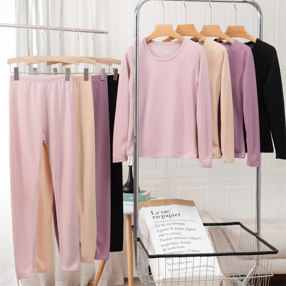 德绒蚕丝修身保暖内衣套装 女士秋冬发热打底秋衣秋裤 241016