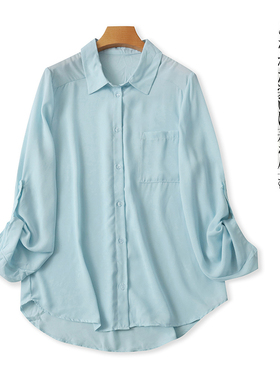 雪纺衬衫  春秋新外贸女装时尚减龄翻领单排扣长袖显瘦衬衫27719