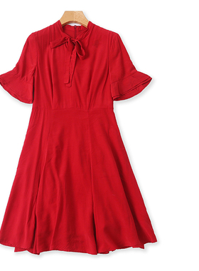 连衣裙  夏季新款女装时尚修身圆领系带套头短袖显瘦中长裙31246