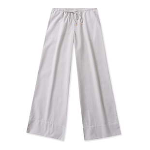 棉麻泡泡纱阔腿裤 春秋新款外贸女时尚松紧腰双口袋开叉长裤33550