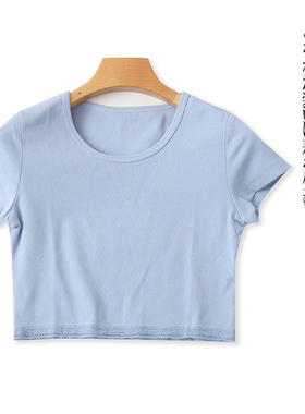 短款T恤 夏季新款女装时尚修身圆领套头短袖显瘦T恤内搭外穿27784