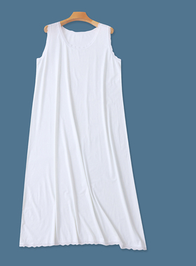 牛奶丝睡裙  夏季新款外贸女装蕾丝边圆领套头中长薄款弹力31888