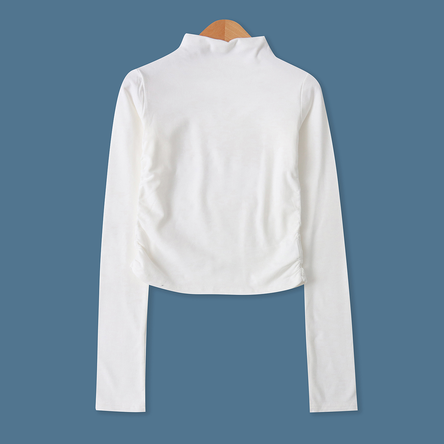 棉混纺薄绒打底T恤  春秋新款女修身半高领套头长袖内搭外穿33048