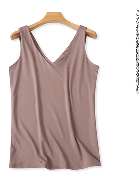 双层背心  夏季新外贸女装简约百搭V领套头运动健身内搭外穿30717