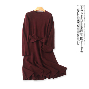 中长款毛衣裙  秋季新女装时尚修身圆领套头长袖弹力鱼尾裙26220