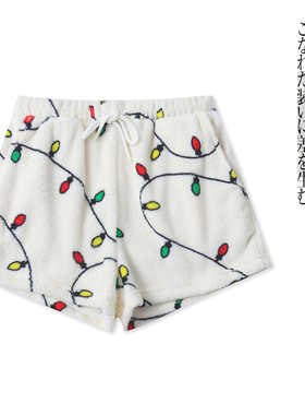 毛绒短裤  春秋新外贸女装时尚减龄印花自然松紧腰阔腿靴裤30677