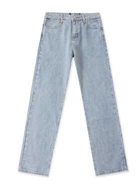 直筒牛仔裤   春秋新款女装镂空高腰拉链纽扣窄版阔腿休闲裤32952