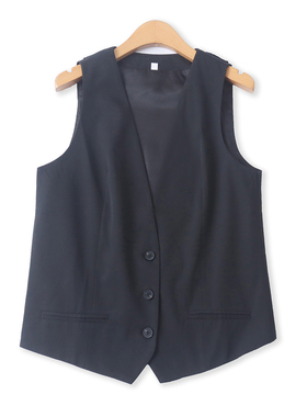 西装马甲  春秋新款外贸女装时尚修身V领单排扣内搭外穿背心33700