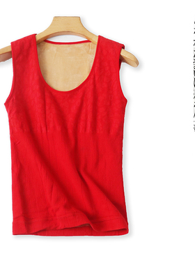 保暖背心 冬季新款女加绒加厚紧身无袖纯色弹力保暖打底背心27305