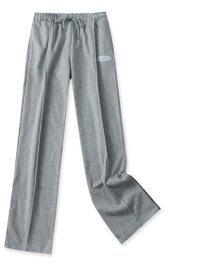 毛圈棉开叉直筒卫裤  春秋新女装松紧高腰贴布刺绣窄阔腿裤27933