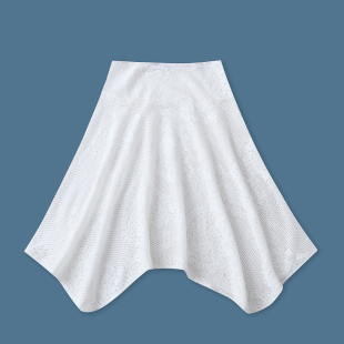 时尚 蕾丝镂空半身裙 外贸女装 新款 自然松紧腰不规则罩裙33540 夏季