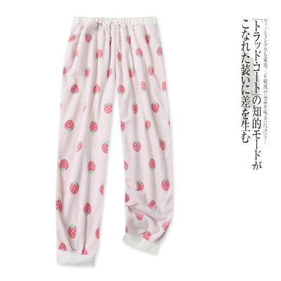 毛绒家居裤 秋冬新款女装舒适卡通拼接松紧腰双口袋束口长裤32361