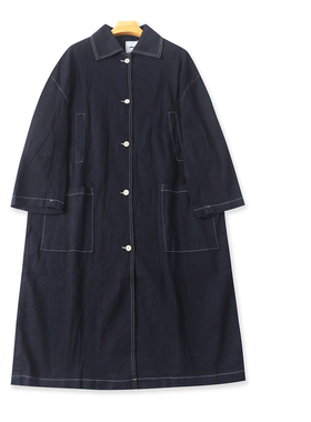 中长款牛仔外套  男女款大码 秋季新外贸翻领单排扣长袖外套32382