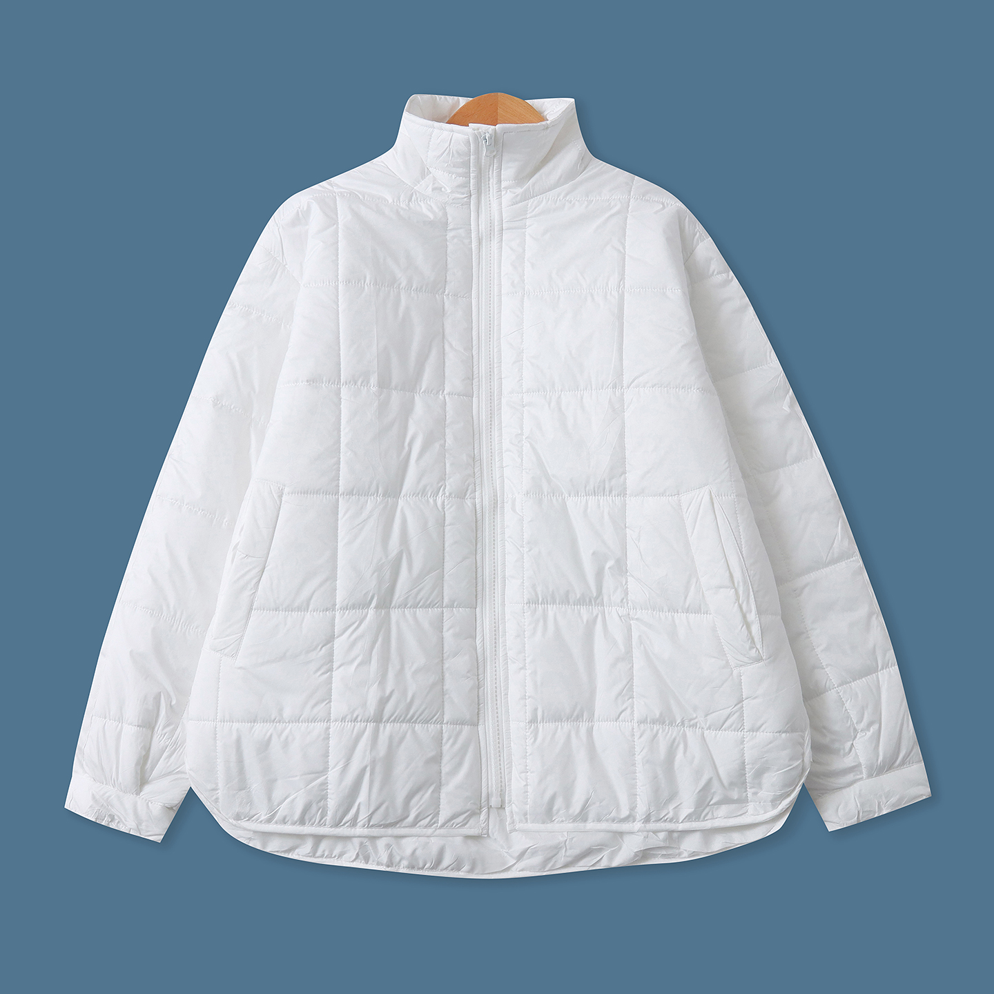 轻薄棉衣棉服 秋冬新款外贸女装简约立领拉链长袖双口袋外套32859