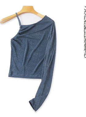 单袖T恤  春夏新外贸女装吊带不规则领套头长袖弹力内搭外穿29204