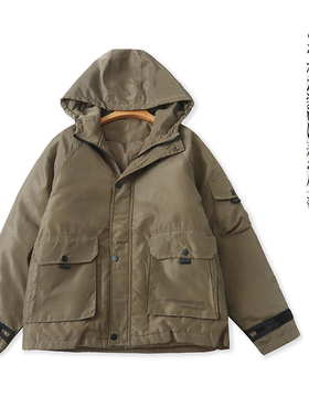 工装款棉衣 冬季新女装时尚休闲连帽领拉链摁扣长袖加厚棉服26987