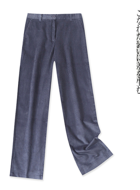 灯芯绒阔腿裤  春秋新款外贸女装时尚高腰拉链纽扣直筒长裤31130