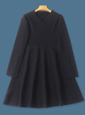 针织毛衣裙 春秋新款外贸女时尚修身翻领套头长袖显瘦连衣裙32693