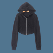 开衫 鱼骨棉质小外套 外套32994 修身 连帽领拉链长袖 春秋新款 女时尚