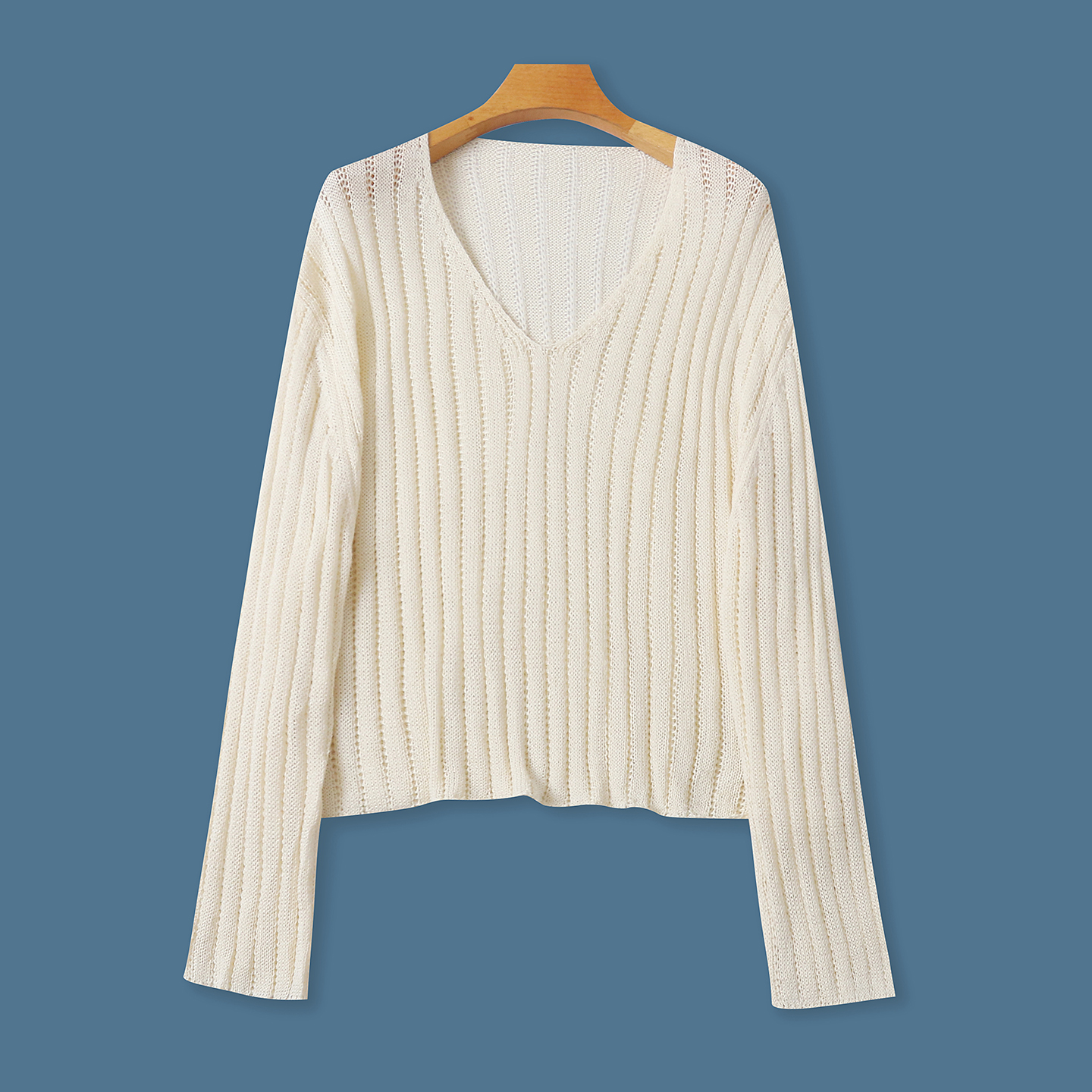 镂空针织衫 秋季新款外贸女装时尚减龄宽松圆领套头长袖罩衫32642