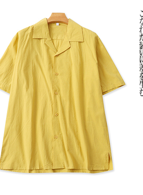 短袖衬衫 夏季新款外贸男女同款时尚宽松翻领单排扣大码上衣31337