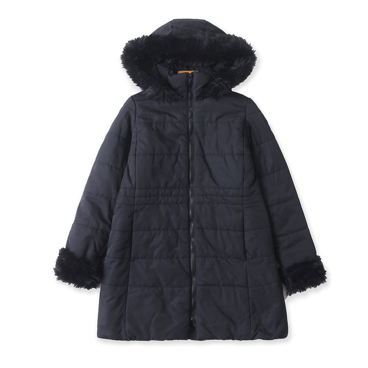 日单中长款棉衣 冬季新款外贸女装立领连帽拉链长袖显瘦棉服32442