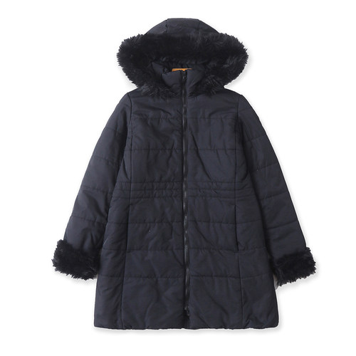 日单中长款棉衣 冬季新款外贸女装立领连帽拉链长袖显瘦棉服32442