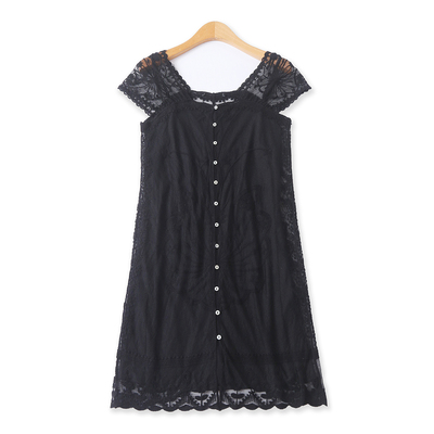 蕾丝连衣裙  夏季新款外贸女装时尚修身套头无袖直筒短裙32828