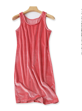 金丝绒背心裙  秋新外贸女装时尚修身圆领套头无袖包臀短裙26886