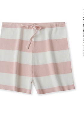 针织拼色包臀热裤 秋季新女装欧美风抽绳系带腰修身短款短裤27510