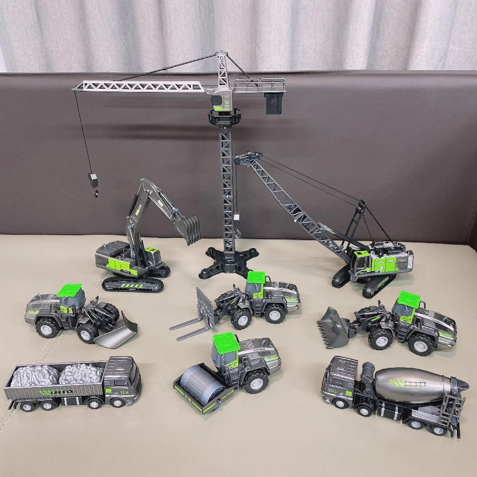 儿童大号仿真合金工程车玩具套餐挖掘机推土车大吊塔模型男孩玩具