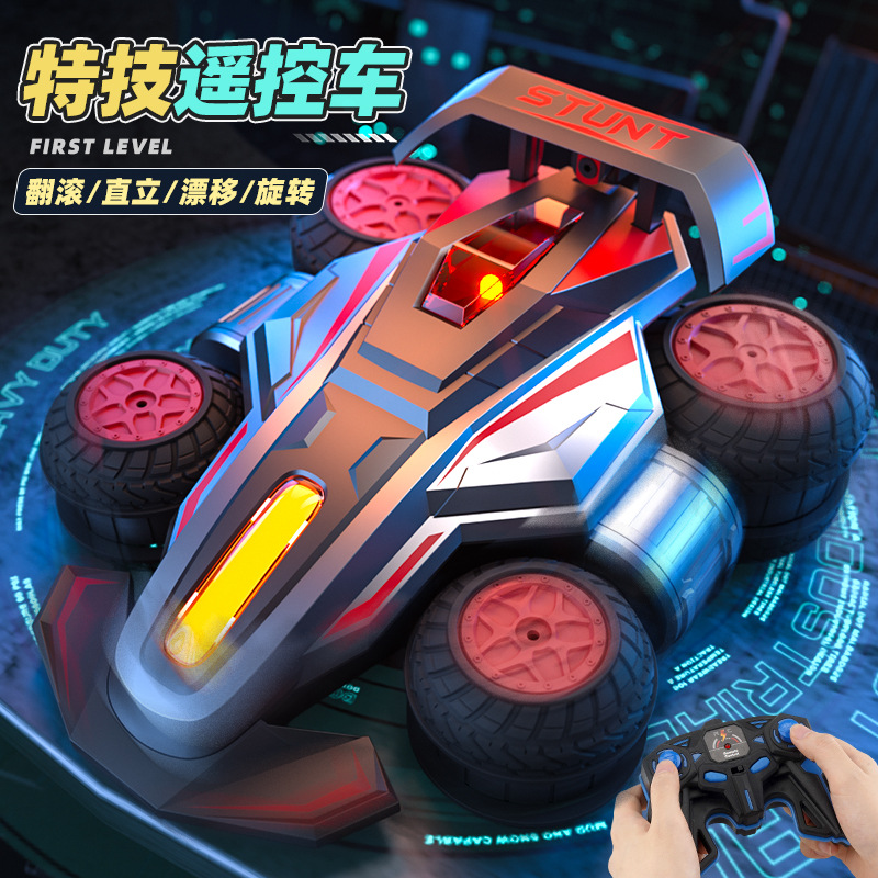 特技遥控变形车侧立行走360度旋转高速漂移翻滚音乐灯光儿童玩具