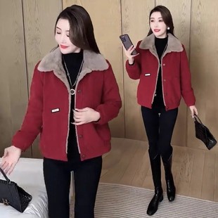 加绒加厚短外套女秋冬季2025新款小个子时尚洋气显瘦保暖夹克棉衣