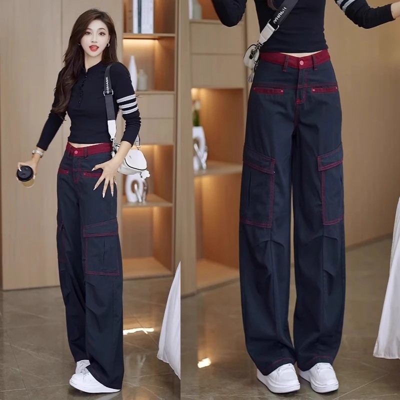 弯刀工装裤女秋季宽松