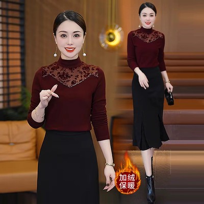 半高领打底衫女士加绒内搭