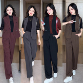 马甲直筒裤 春秋时尚 高级感西装 女2026今年流行新款 三件套 气质套装
