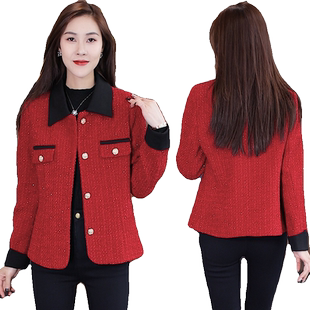 小香风短款外套女小个子秋冬季2025新款时尚爆款今年流行漂亮红色