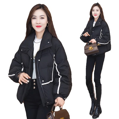 羽绒棉服女冬季短款立领