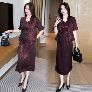 高级感短袖 时尚 新款 裙女士2025夏季 外套背心裙显瘦两件套 气质套装