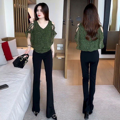 蝙蝠袖雪纺衫女夏季薄款