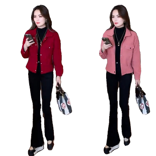 短款外套女加绒加厚2025秋冬季新款小个子时尚洋气休闲夹克衫上衣