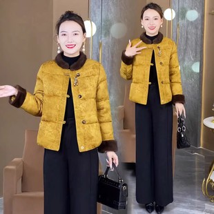 国风棉服女款2025新款冬季新中式盘扣加厚保暖棉袄妈妈装棉衣外套